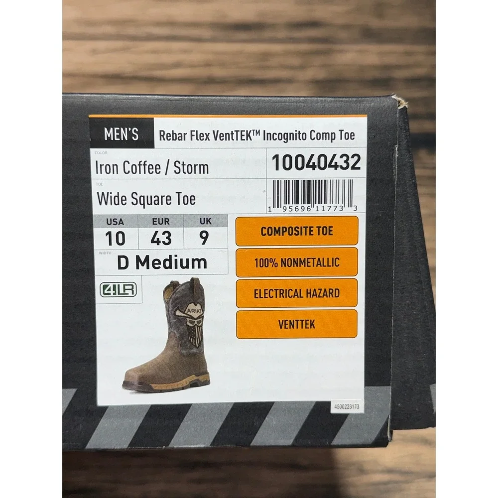 Ariat Rebar Flex VentTEK Incognito Work Boots Mens 10 Iron Coffee Composite Toe